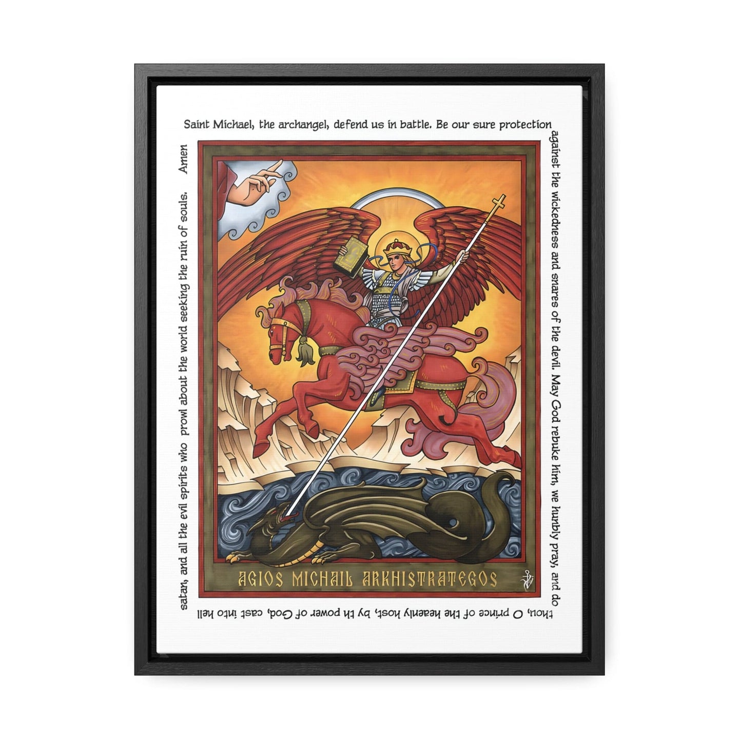 Saint Michael the Archangel Fighting the Dragon Premium Gallery Canvas Wall Print